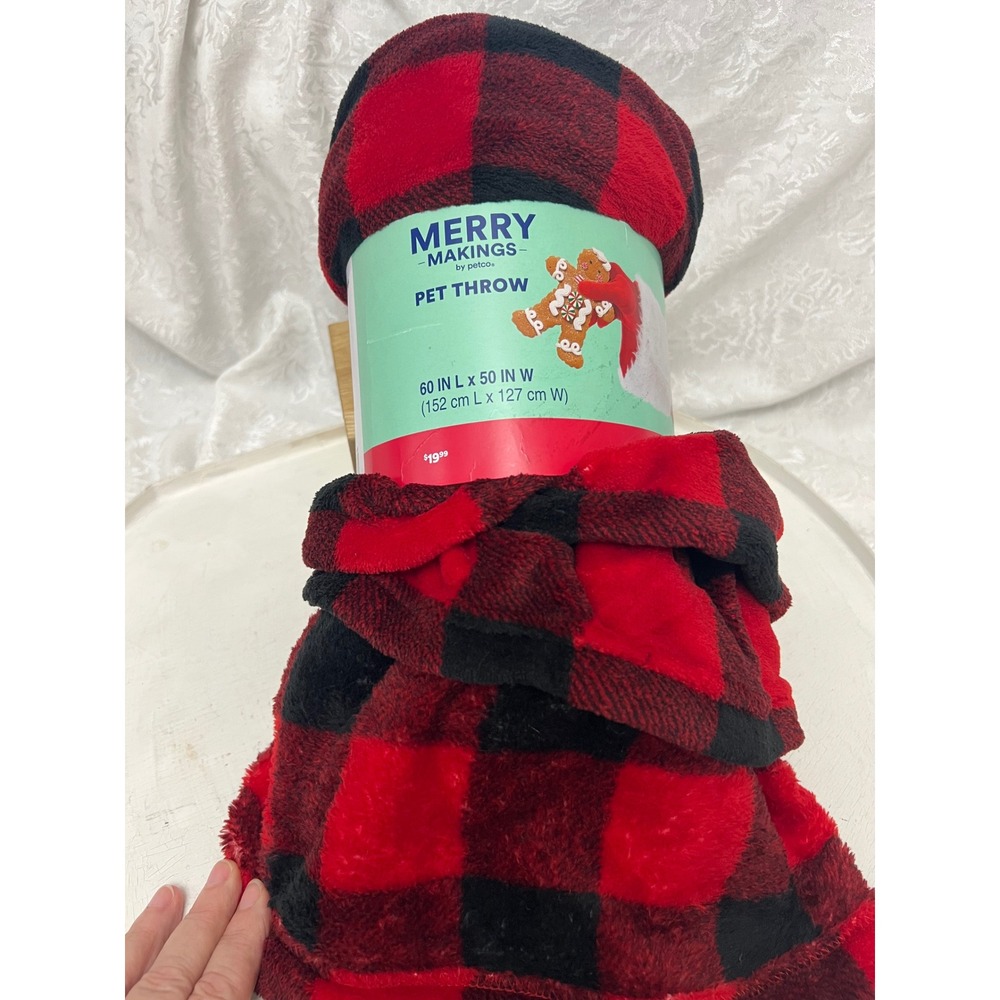 Merry Makings by Petco Pet Throw Red Black Buffalo Plaid Blanket 60x50 Holiday